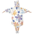 thumbnail image 2 of FORMRS Wearable Blanket Hoodie with Sleeves for Kids Cozy Flannel Sweatshirt, Blue Retro Flower, 2 of 7
