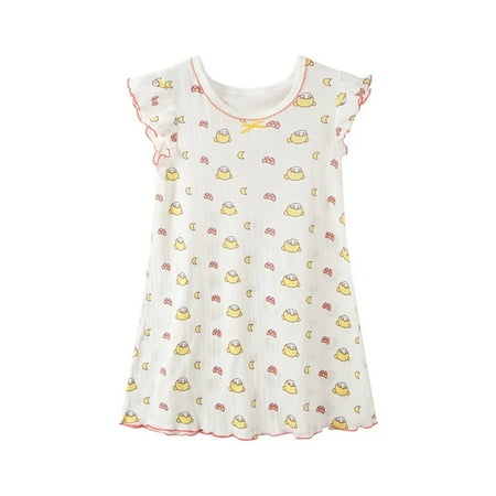 

XBASW Kids Toddler Girls Nightgowns Short Sleeve Nightdress Soft Nightgown Summer Girls Pajama Dresses Crewneck Sleepwear for 3-14 Years