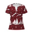 thumbnail image 2 of Uemuo Christmas Tree Buffalo Plaid Drawing Women's Deep V-Neck Low Cut Tops - Casual Loose Fit with Stainless Steel Loop, Soft, Breathable, Perfect for Office, Travel, and Daily Wear-Medium, 2 of 5