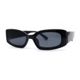 thumbnail image 1 of Womens Mod Narrow Rectangle Inset Lens Retro Sunglasses Black, 1 of 4