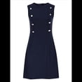 thumbnail image 3 of Vestido Mini Formal de Verano para Mujer, Informal, Sin Mangas, Elegante, con Botones, Ideal para Oficina Azul Marino XXL, 3 of 9