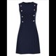 thumbnail image 3 of Vestido Mini Formal de Verano para Mujer, Informal, Sin Mangas, Elegante, con Botones, Ideal para Oficina Azul Marino M, 3 of 9