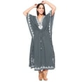 thumbnail image 5 of HAPPY BAY Women's Relaxed Fit Caftan Long Loungewear 2X-3X Grey-A739, 5 of 5