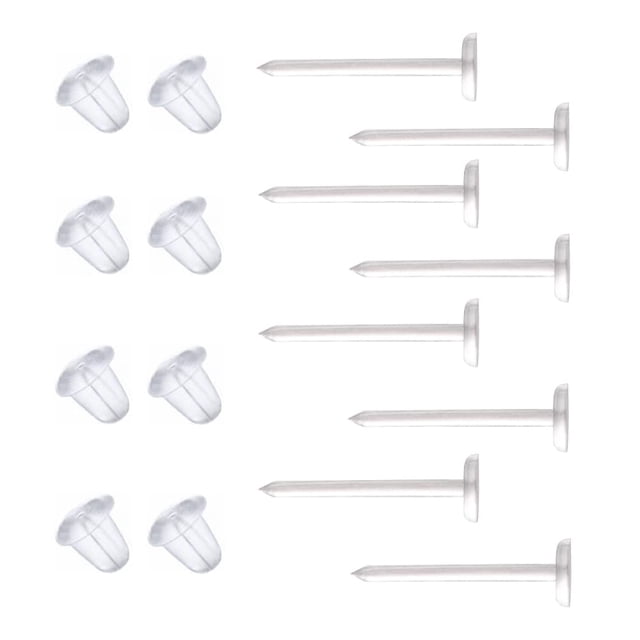 Pendientes de silicona transparente para deportes 300 pares de postes y cierres de pendientes de plástico transparente