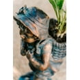 thumbnail image 3 of XBrand 24" H Faux Bronze Magnesium Oxide Walking Girl Garden Statue w/Small Flower Plant Pot, Outdoor Décor, Natural Design Sculpture, 3 of 10