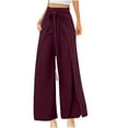 thumbnail image 2 of Abomasnow Women's Wide Leg Lounge Pants Lightweight High Waisted Adjustable Tie Flowy Trousers Wide Leg Wrap Palazzo Pants, 2 of 6
