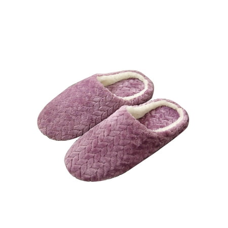 

Unisex Solid Plush Slippers Slides Flat Shoes Mules Home Indoor Footwear Slip On