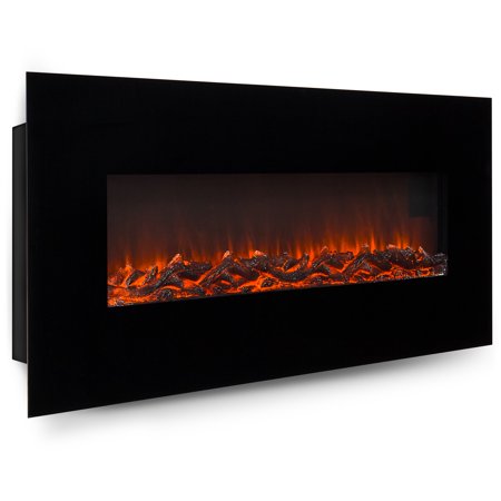 Best Choice Products 50in Indoor Electric Wall Mounted Fireplace Heater w/ Adjustable Heating, Metal-Glass Frame, Controller - (Best Wall Mounted Ethanol Fireplace)