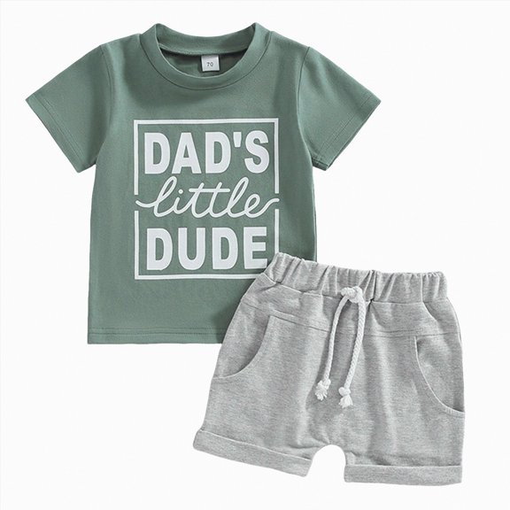 TAmten Baby Boy Clothes 6-12 Months Toddler Baby Boy Summer Clothes Letter Graphic Short Sleeve Shirt T-Shirt Tops Casual Shorts Outfit Set(Green,6-12 Months)