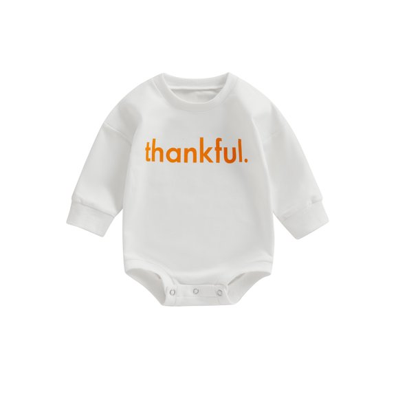 LMLYSoH Baby Girls Boys Sweatshirts Rompers Thanksgiving Clothes Letter Print Crew Neck Long Sleeve Toddler Fall Bodysuits