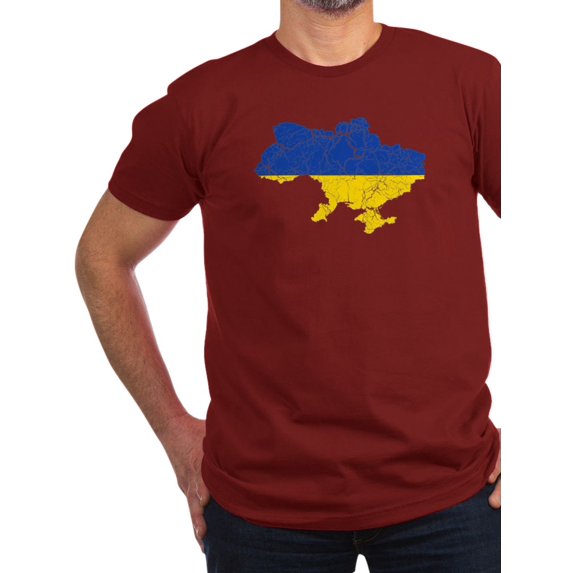 CafePress - Ukraine Flag And Map Men's Fitted T Shirt (Dark) - Men's Fitted T-Shirt