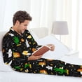 thumbnail image 6 of Naloa Halloween Men’s Pajamas Set - Long Sleeve Button Down Sleep Shirt and Pajama Bottoms Sleepwear Set-XX-Large, 6 of 7