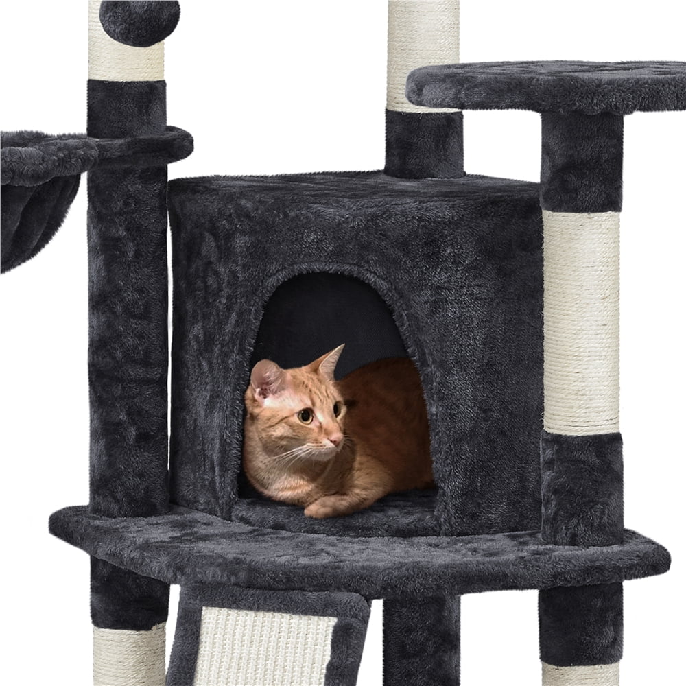 Alden Design 42"H Multilevel Cat Tree Tower with Condo and Perches, Black