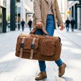 thumbnail image 4 of Corduroy Strawberry Travel Duffel Bag for Women Girls Large Weekender Bag with Shoe Compartment Wet Pocket Foldable Overnight Dance Gym Sports Bag (Brown), 4 of 8