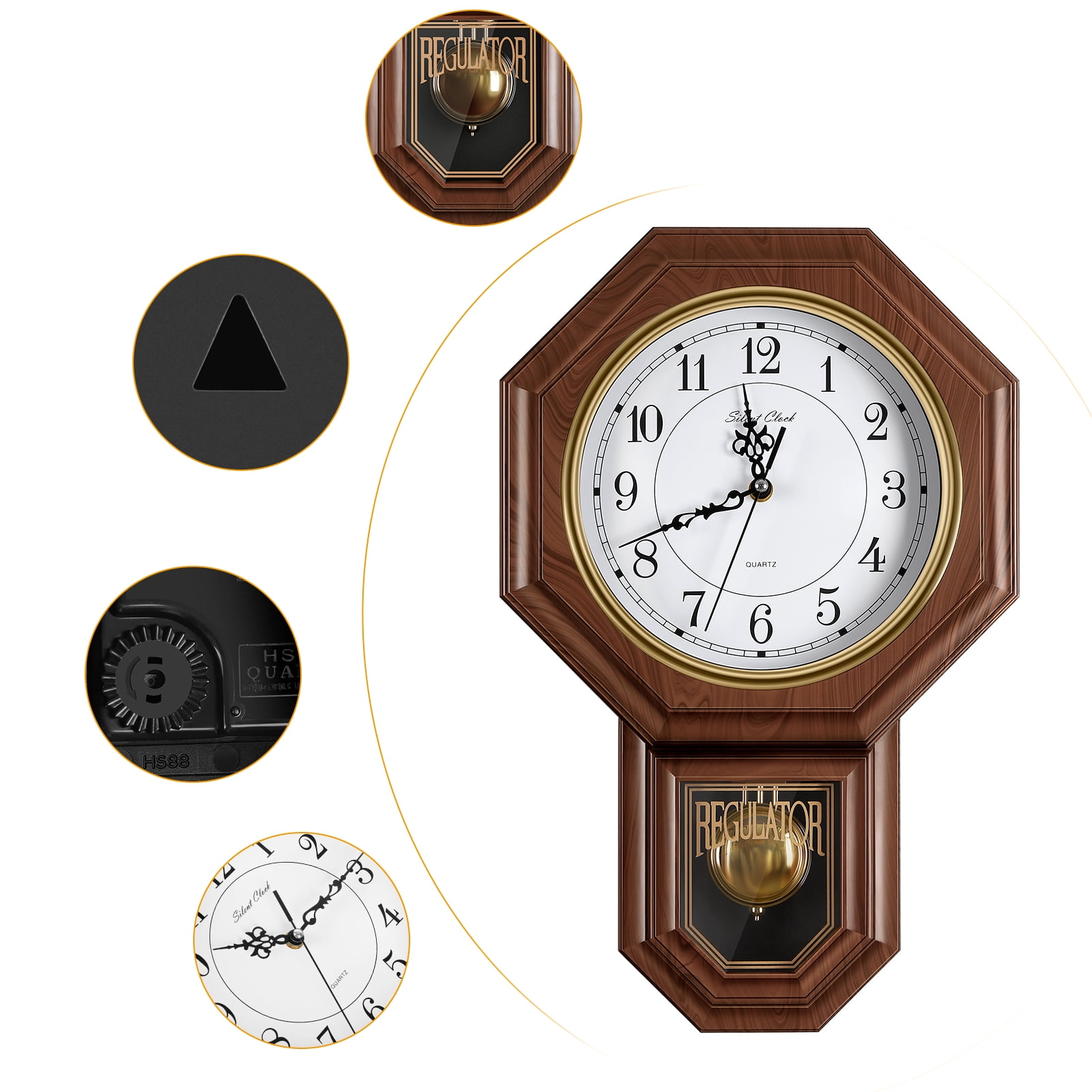 Vintage Quartz Wall Clock 45*30*7CM Brown