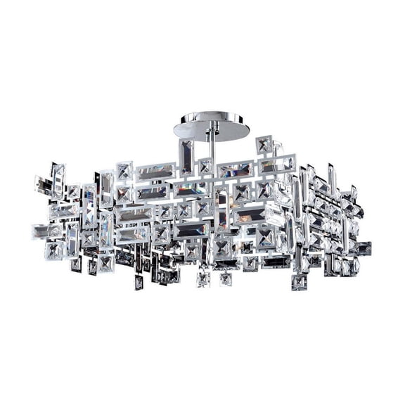 11196-010-FR001-Allegri Lighting-Vermeer - Eight Light Square Pendant Chrome Firenze Chrome Finish with Firenze Clear Crystal