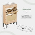 thumbnail image 2 of Brafab Shoe Storage Cabinet with 2 Flip Drawers&1 Small Drawer, Slim Entryway Shoe Organizer with with Adjustable Shelve, Rectangular Woven Rattan Doors for Entryway, Hallway（1 Pieces）, 2 of 9