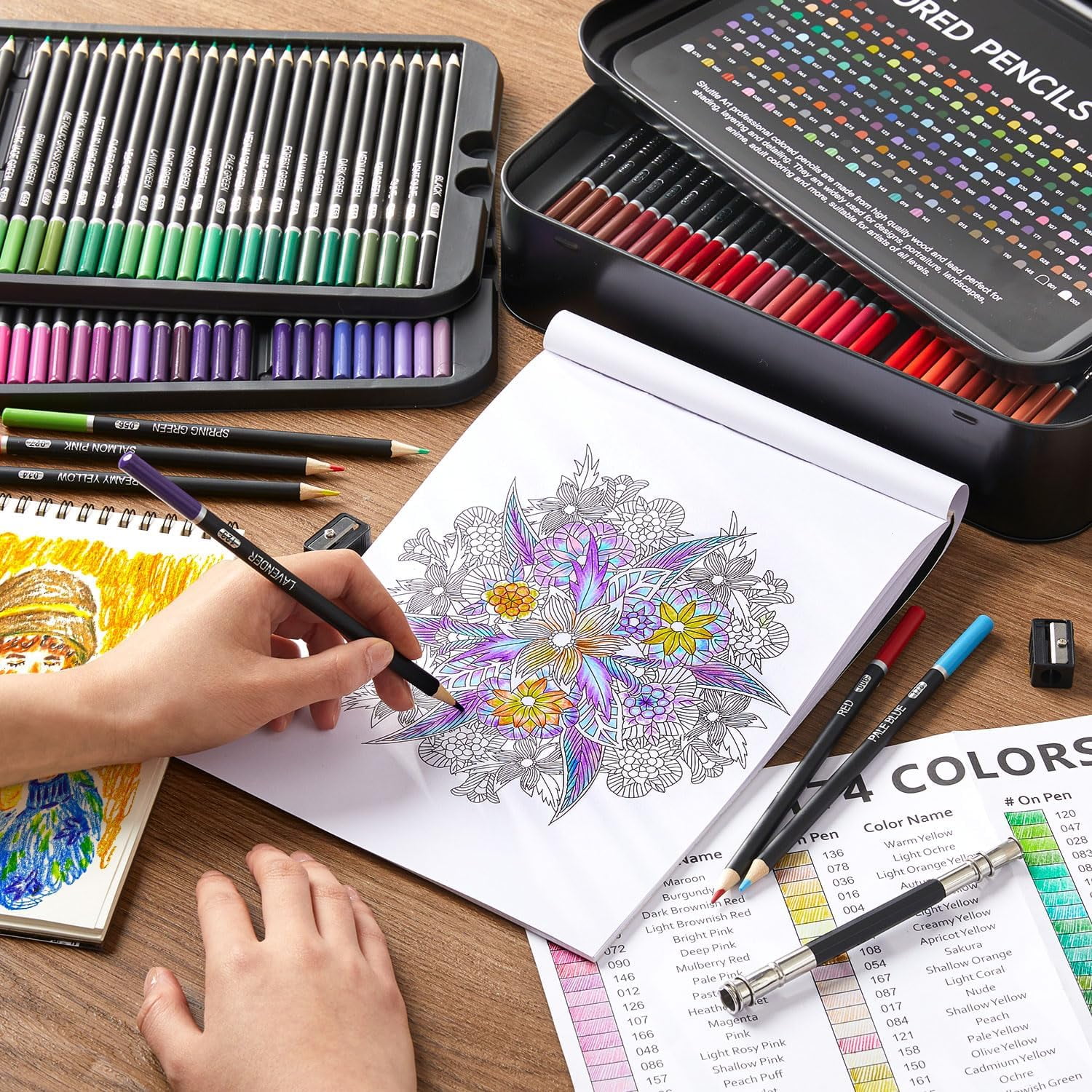 Personalized Coloring Book Sketch Pad with Colored Pencils