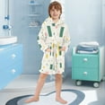 thumbnail image 5 of FORMRS Niños Bathrobe Unisex Hooded Robe Soft Plush Pajamas Sleepwear, Size 2-3T, Green Abstract Pattern, 5 of 7