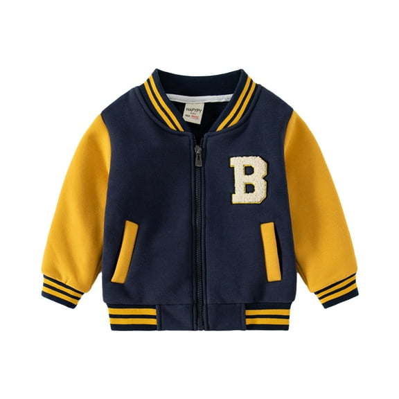 XBASW Kids Toddler Boys Baseball Jacket Varsity Letterman Coat Fall Winter Fleece Bomber Outerwear Size 2-7Y