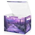 thumbnail image 2 of Storage Box With Lid 16.5x12.6x11.8In Foldable Stacked Household Storage Box Purple Forest, 2 of 7