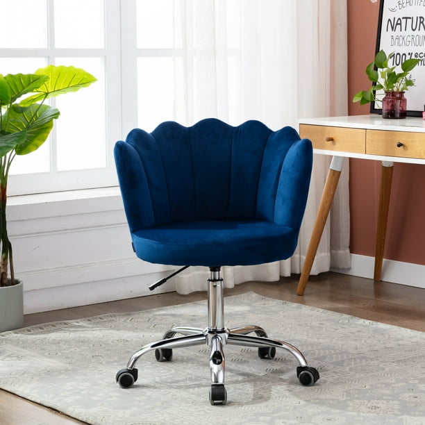 Desk Chairs With Wheels Shell Design Swivel Barber Vanity Executive Office Chair With No Arms For Living Room Bedroom Blue Walmart Com Walmart Com