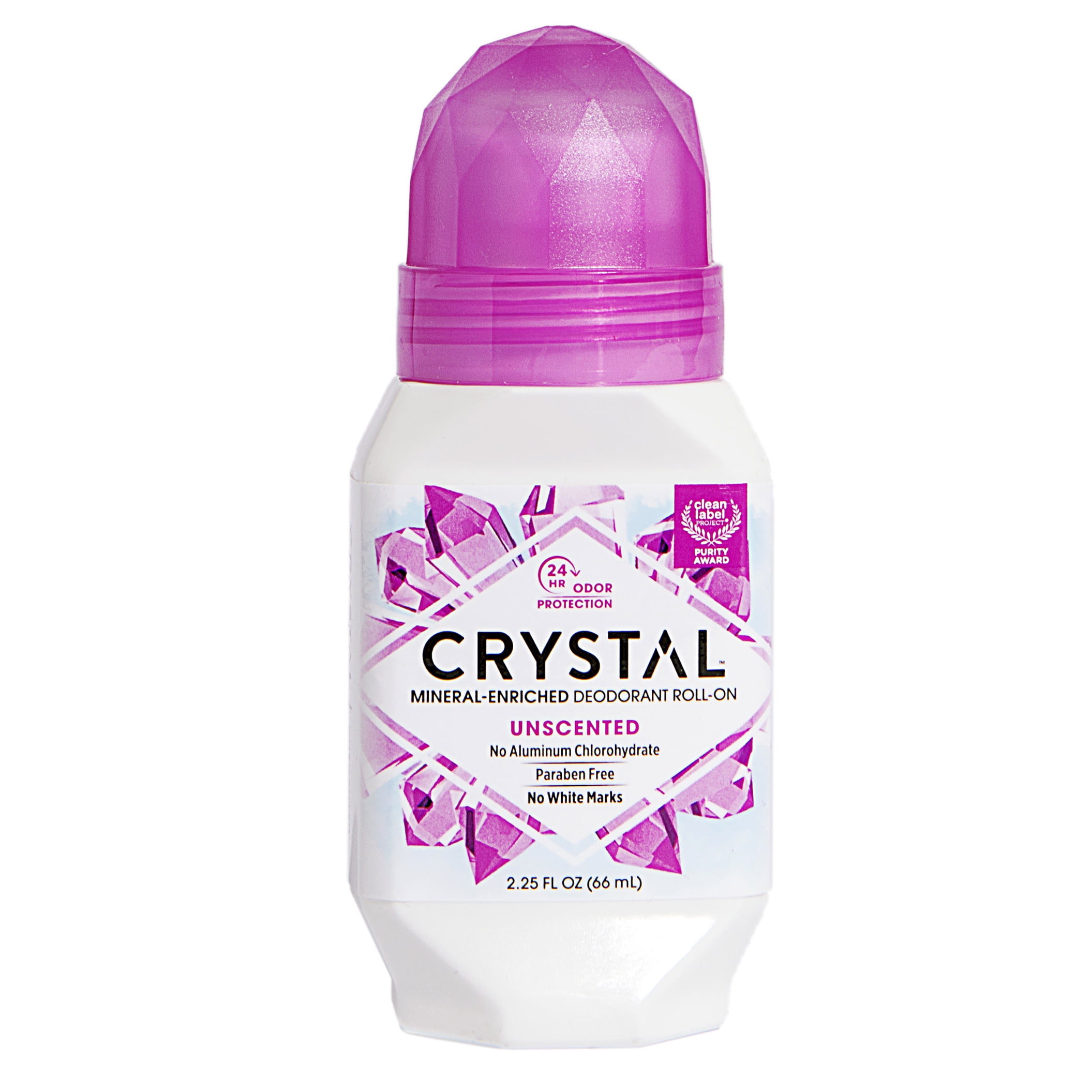 Crystal Body Mineral-Enriched Deodorant Roll-On, Unisex, Unscented, 2.25 fl oz