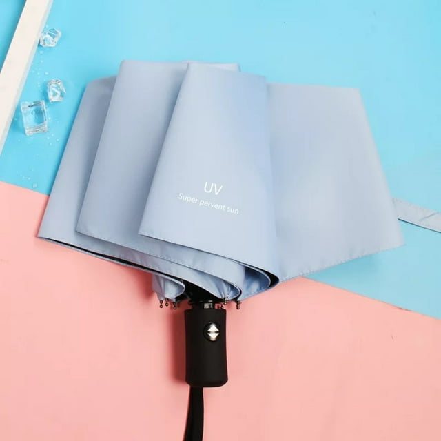 1 Pack Umbrella Automatic Travel Golf Sun Rain Windproof umbrellas with UV Protection for Woman Man, Uv-Blue