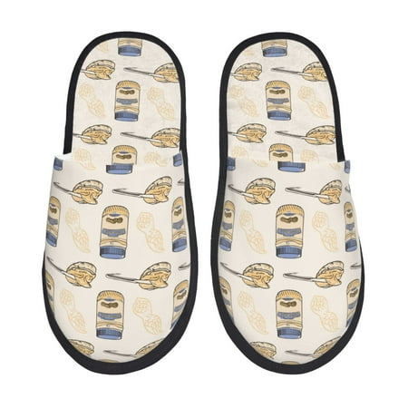

Honeii Peanuts print Slippers Memory Foam House Bedroom Slippers for Women and Men Fuzzy Plush Comfy Faux Fur Lined Slide Shoes-Medium