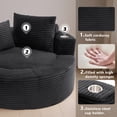 thumbnail image 5 of Leumius Oversized Round Chaise Lounge Sofa,Upholstered Lounge Chair with 2 Pillows and Cupholders,Boneless Sofa Couch with Memory Foam,Deep Seat Sleeper Chair for Living Room,No Assembly,Black, 5 of 8
