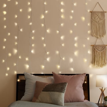 Merkury Innovations 200-Count Warm White LED Curtain String Lights with Remote, USB-Powered, Indoor Use,  7 ft x 6.2 ft,