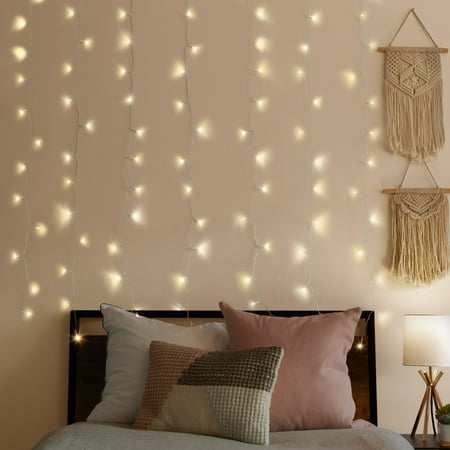 Merkury Innovations 200-Count Warm White LED Curtain String Lights, USB-Powered with Remote, 7 ft x 6.2 ft, Indoor Use