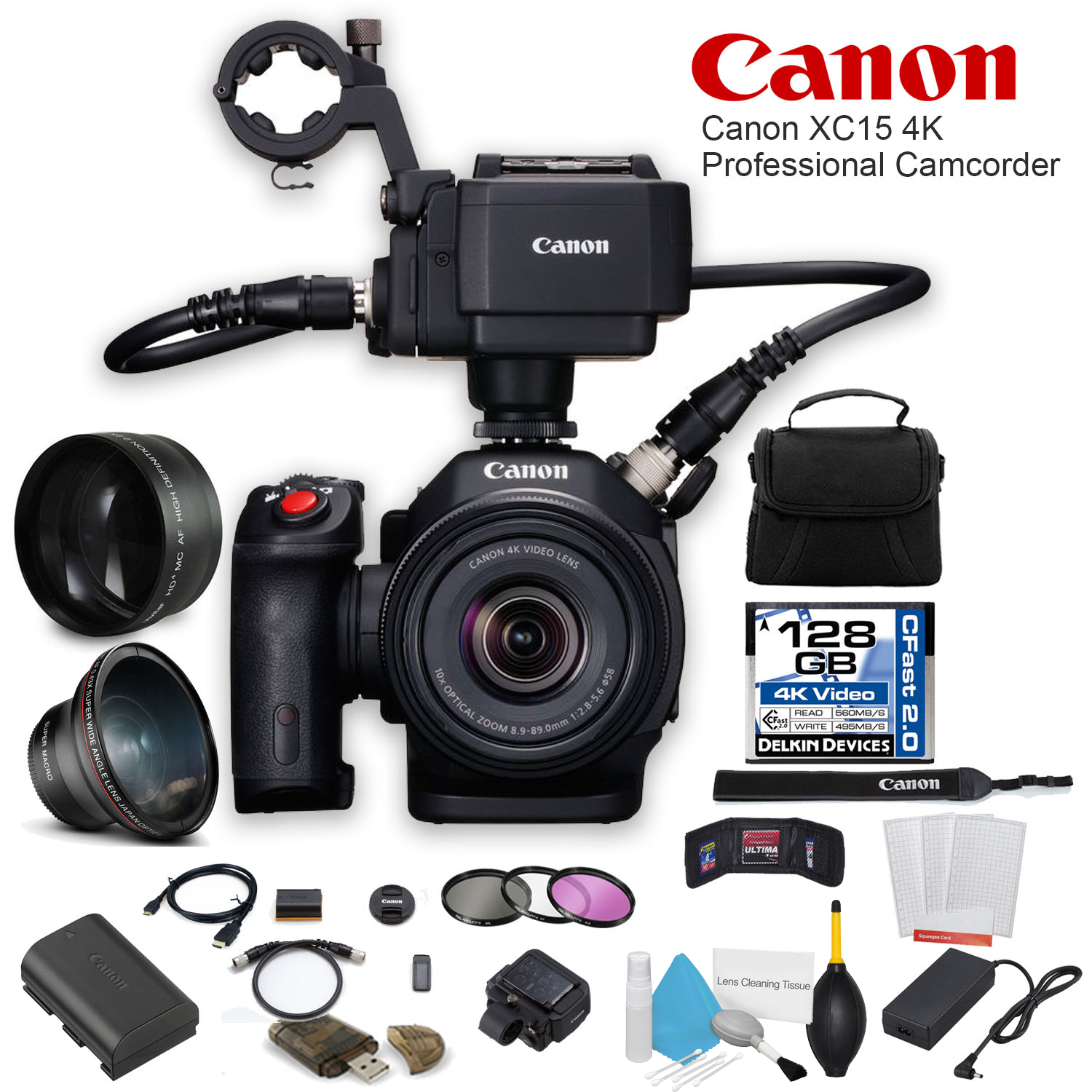 Canon 4K Professional Camcorder W/ 64GB Memory Card Starter Bundle