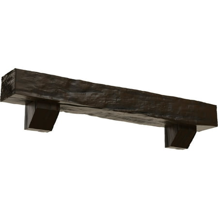 

Ekena Millwork 6 H x 10 D x 72 W Riverwood Faux Wood Fireplace Mantel Kit with Ashford Corbels Burnished Mahogany