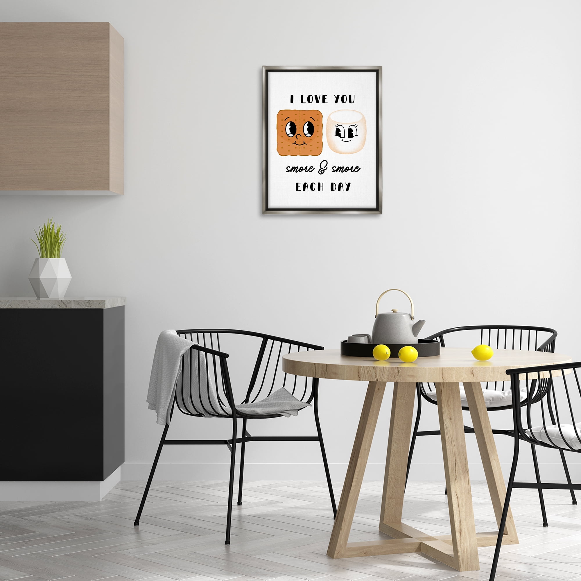 Stupell Industries Love You Smore Each Day Food & Beverage Painting Gray Floater Framed Art Print Wall Art, 17 x 21