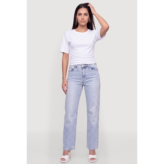 Women's Side Ruched Crew Neck Short Sleeve T-Shirt