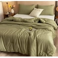 thumbnail image 4 of Oversized King Comforter Olive Green, 3pcs(1 Comforter & 2 Pillowcases) Lightweight Oversized King Size Comforter Sets Bedding Blanket Quilts, 4 of 8