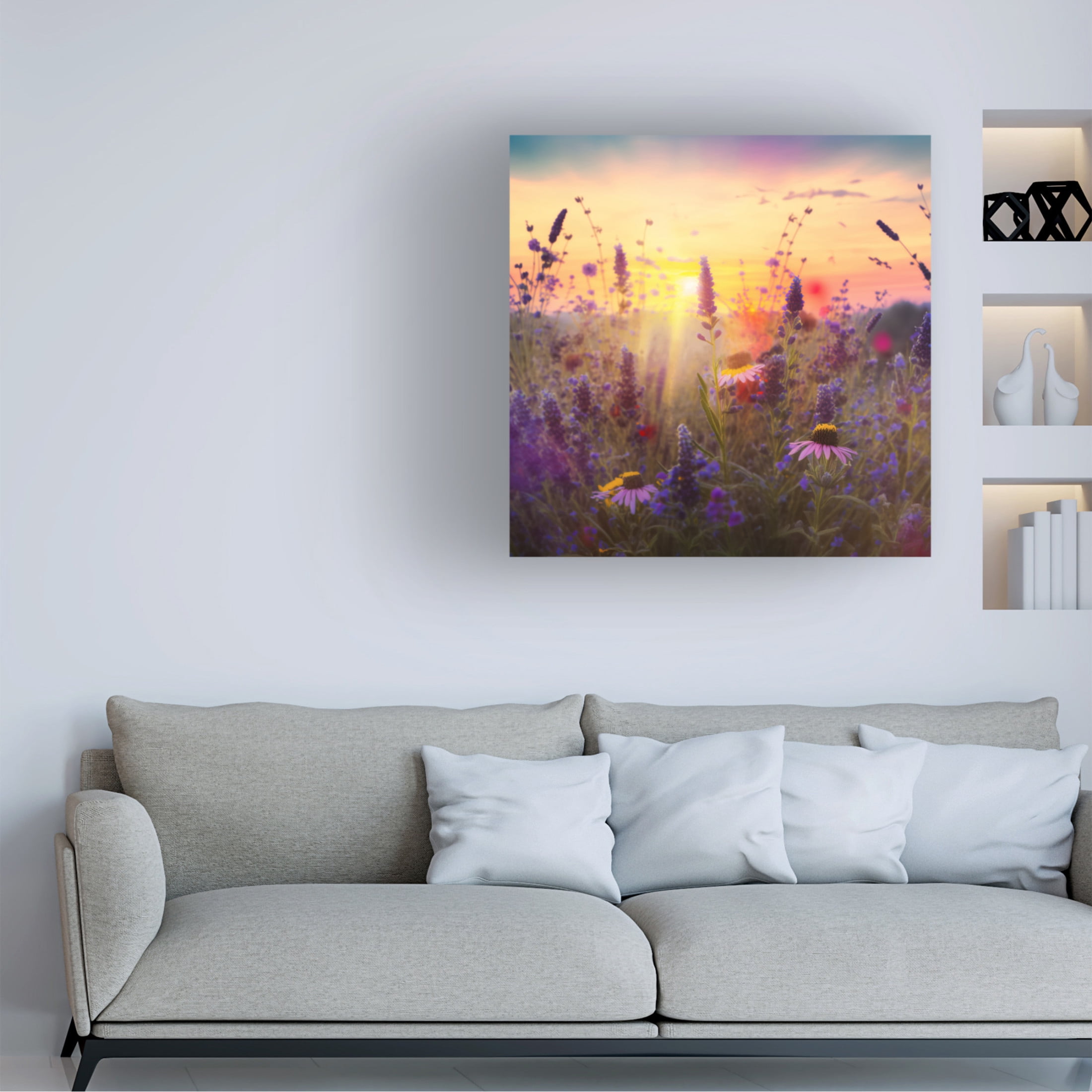 Canvas Wall Art - Ray Heere 'Flowering Fields 3' Wall Art for Living Room, Bedroom, or Office Décor by Trademark Fine Art - 24 x 24 Inches