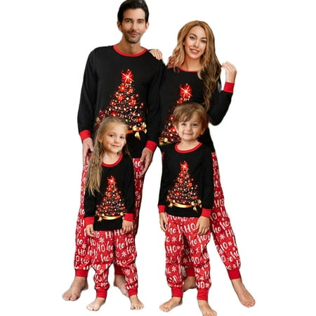 

Ma&Baby Unisex Christmas Pajamas Set for Family Parent-Child Xmas Tree Print Sleepsuit Nightwear Pyjamas