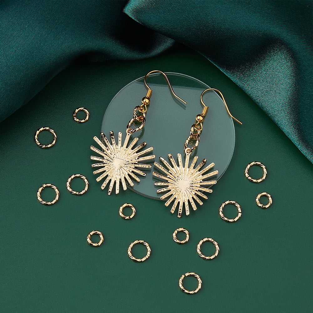 240pcs 2 styles Brass Open Jump Rings Long-Lasting Plated Twisted Round Real 18K golden Plated 18 Gauge 6-8x1mm Inner Diameter: 4-6mm 120pcs/style