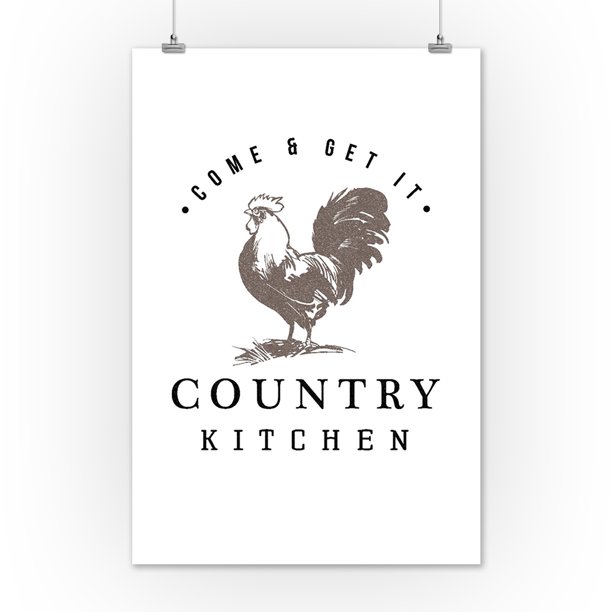 Country Kitchen Rooster On White Lantern Press Artwork 12x18 Art Print Wall Decor Travel Poster Walmart Com Walmart Com