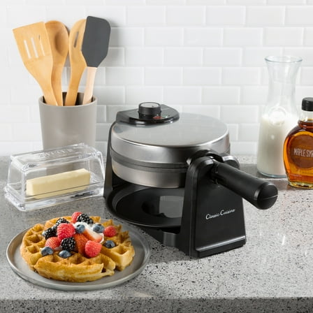 Classic Cuisine 180-Degree Nonstick Flip Waffle Iron with Drip Pan