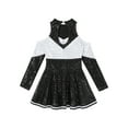 thumbnail image 3 of Yeahdor Girls Cheer Leader Long Sleeve Shiny Dress Halloween Carnival Party Cheerleading Uniform Sequins Dance Dress, 3 of 5