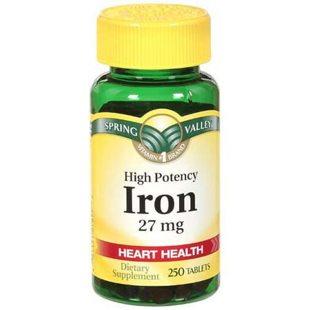 Spring Valley: High Potency Iron Heart Health Dietary Supplement, 250 ct