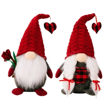 Valentines Day Gnomes, 2 Pack Mr & Mrs Valentine Gnomes Decorations for Home - Handmade Swedish Tomte Gnomes Plush Ornaments Valentine's Day Party Supplies