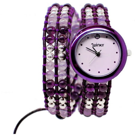 Winky Designs Double Wrap Watch, Purple Rain