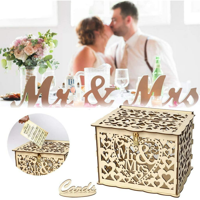 DIY Wedding Card Box with Lock Rustic Wood Card Box Gift Card Holder Card Box Perfect for Weddings, Baby Showers, Birthdays, Graduations Hold Up 225