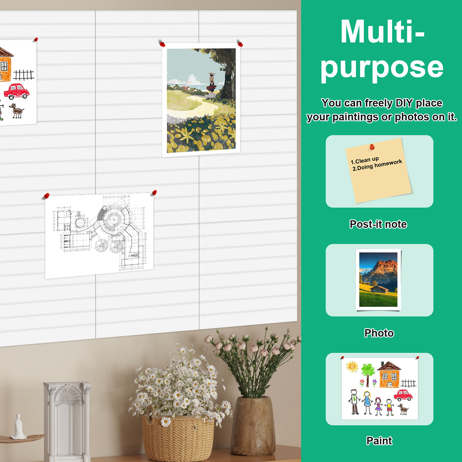 Threns 12 Pcs Felt Bulletin Board with Removable Adhesive Tabs Decorative Felt Pin Board for Photos Memos Home and Office Decor
