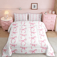 thumbnail image 3 of Manfei Cute Pink Bowknot Kids Bedding Comforter Set,Girls Ribbon Bow Knot Twin Comforter Sets,Pink Bows Bedding Set,Reversible Pink,2 Piece, 3 of 8
