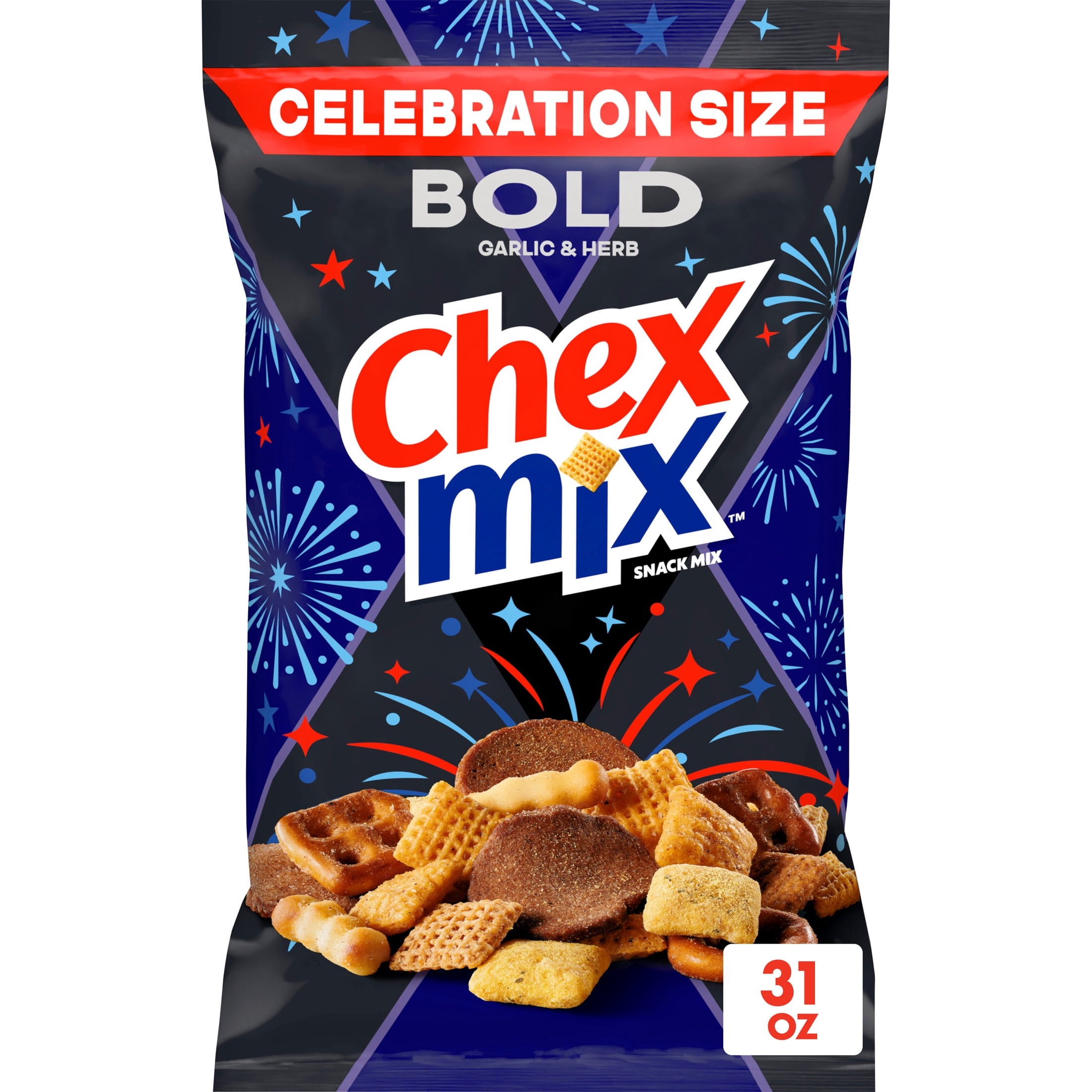 Chex Mix Bold Party Blend Savory Snack Mix, Tailgate Size, 31 oz
